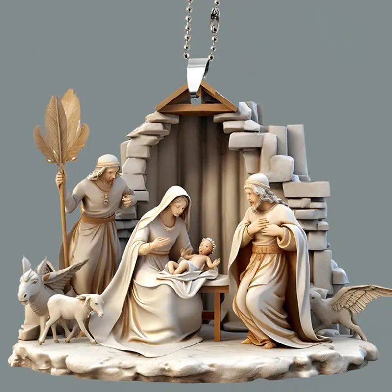 Flat Not 3D Nativity Scene Ornaments The Birth Of Jesus Nativity Scene Acrylic Decoration For Christmas Tree car Decoration