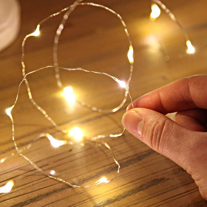 1M 2M Copper Wire LED String lights Holiday lighting Fairy Garland For Christmas Tree Wedding Party Decoration