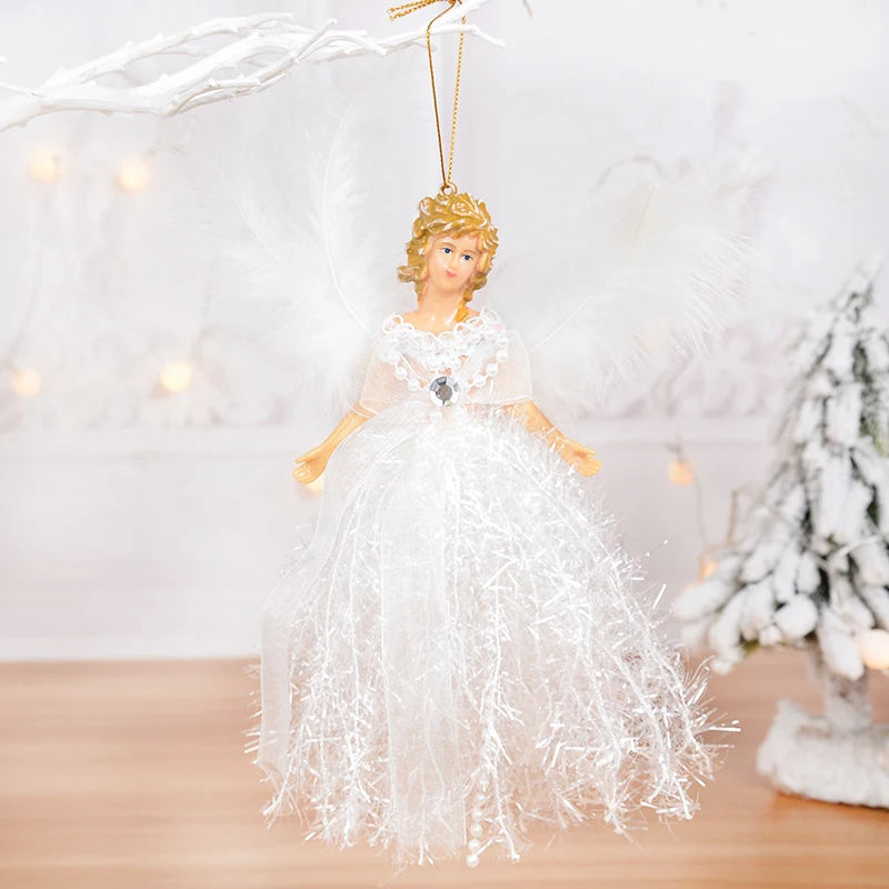 Xmas Tree Pendants Snowflake Angel Deer Hanging Ornaments Christmas Decorations For Home Kids Toy 2024 Navidad New Year Party