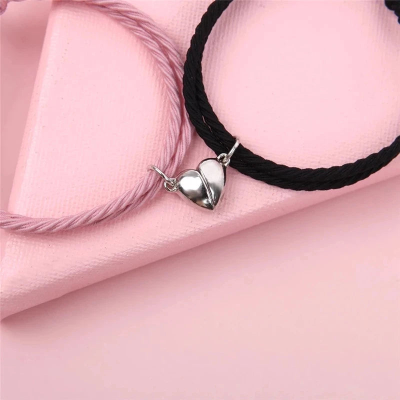 2pcs Magnet Couple Bracelet Adjustable Matching Braslet Love Braclet Lucky Black White Brazalete Gift for Women Men 2021