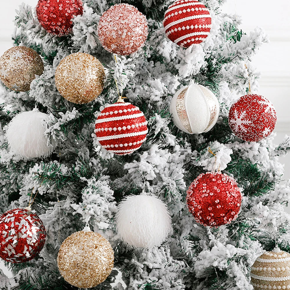 1/2/3pcs 8cm Red White Christmas Balls Christmas Tree Hanging Ornaments Christmas Party Decorations New Year Noel Navidad 2024