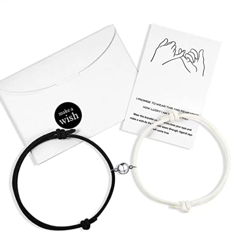 2pcs Magnet Couple Bracelet Adjustable Matching Braslet Love Braclet Lucky Black White Brazalete Gift for Women Men 2021