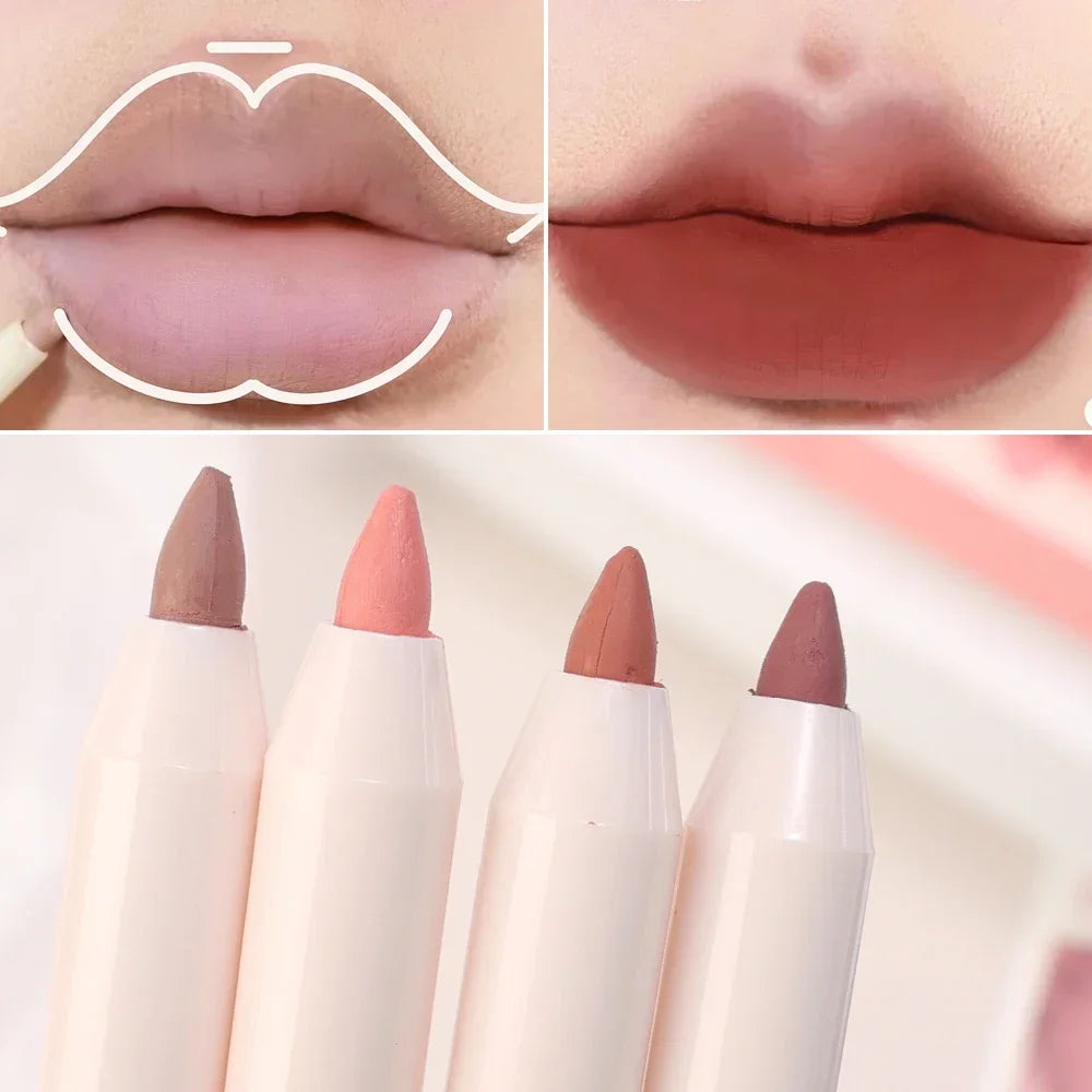 Waterproof Nude Matte Lipliner Pen Natural Outline Lips Contour Lipstick Lasting Non-stick Cup Lips Liner Pencil Woman Cosmetics