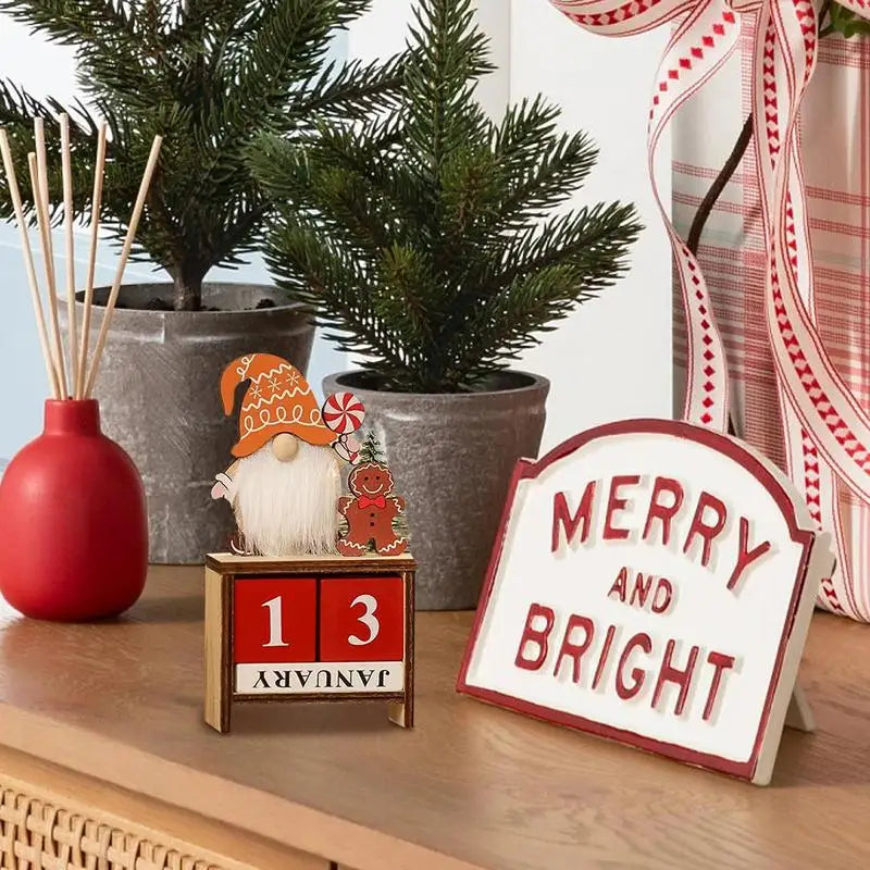 Christmas Countdown Small Wood Blocks Christmas Decoration Christmas Table Centerpieces Multifunctional Advent Calendar Decor