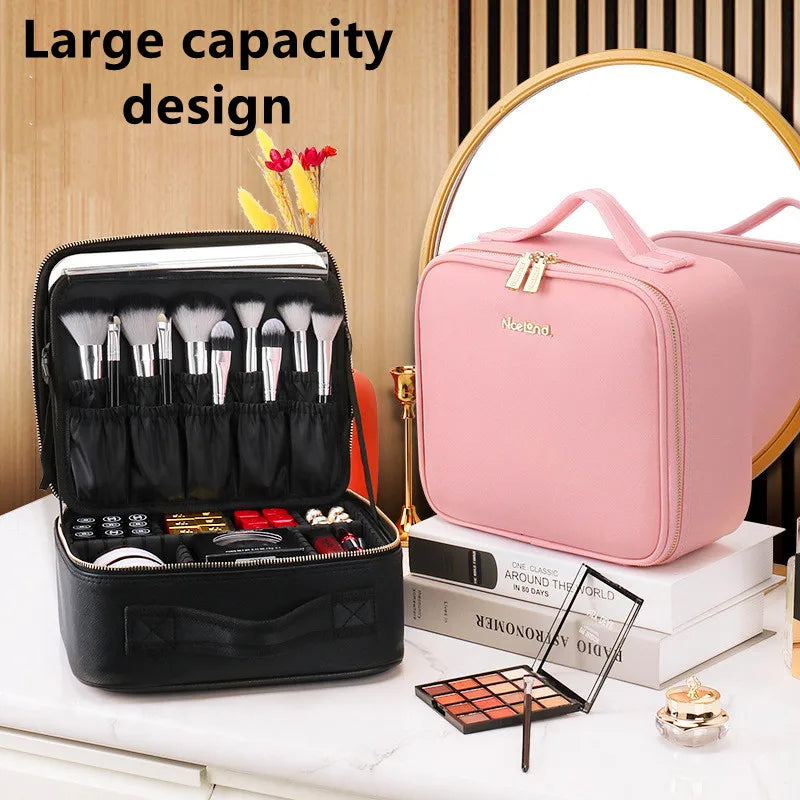 2024 LED Cosmetic Bag With Mirror Cosmetics Case Large Capacity Fashion Portable Storage Bag Travel Makeup Bags Dropshipping