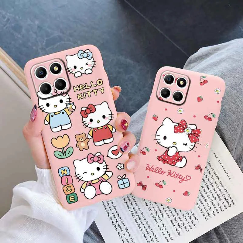 Phone Case for For Huawei Honor X6a X6A Girl Cute Anti-drop Cartoon Cinnamoroll Kuromi Hello Kitty Silicone Siling Printed Cover