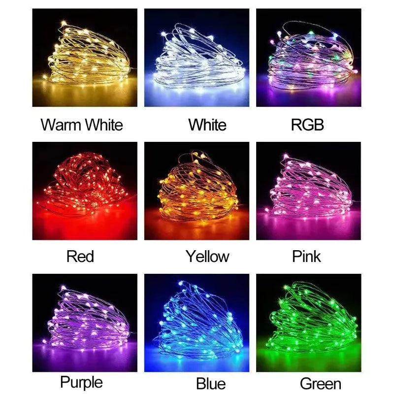 10x 3M 5M Copper Wire LED String Lights Battery Operated Holiday lighting Fairy Garland For Christmas Tree Wedding Party Decor