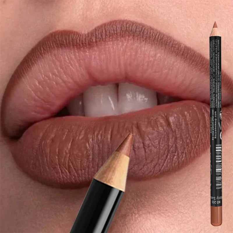 14 Color Wood Lipliner Nude Matte Lipstick Pencil Long-lasting Waterproof Lip Pencil High Pigmented Lip Liner Lip Makeup Tool