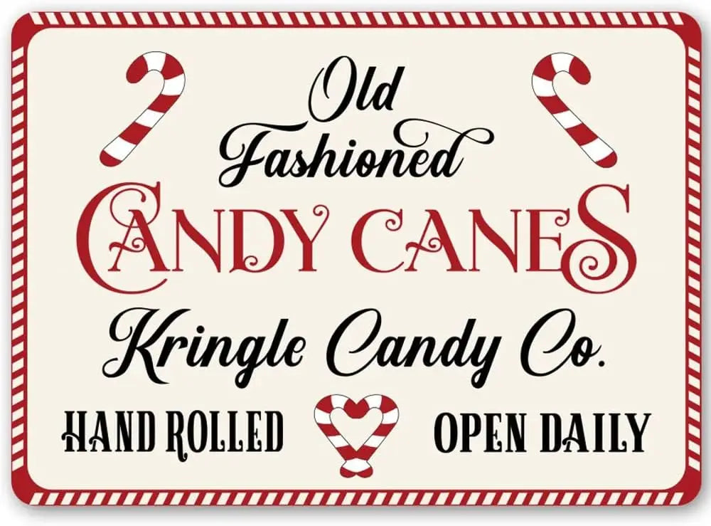 Old Fashion Candy Cane Sign, Christmas Treat Santa Funny Home Decor  Metal Bar Pub Poster