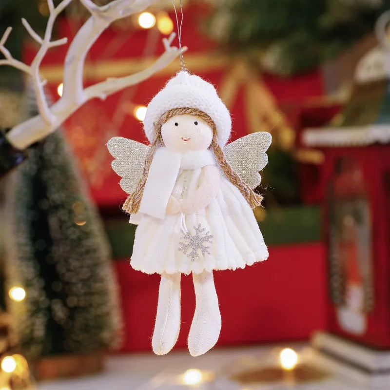 Christmas Decorations Plush Angel Girl Doll Pendant Christmas Tree Hanging Ornaments New Year 2024 Xmas Gift Toy Navidad 2023