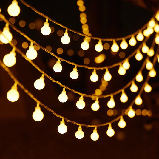 3M 6M 10M 22M Fairy Lights Garland LED Ball String Lights Waterproof for Christmas Tree Indoor Wedding Home Decoration 220V Lamp