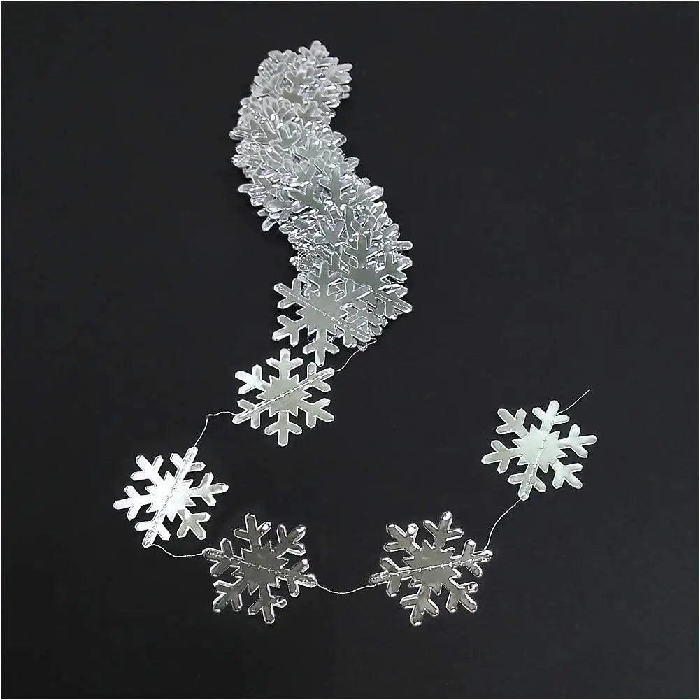 4M Silver Gold Snowflake Garlands for Christmas Tree Hanging Decor Winter Wonderland Party Fake Snow Decoration Paper Streamers