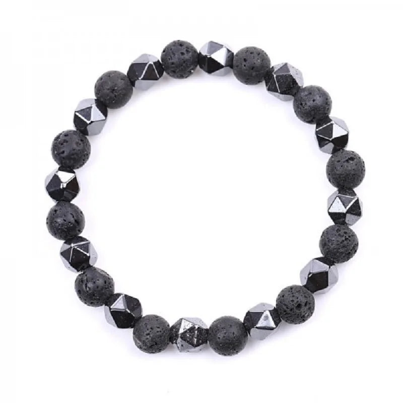 Simple Fashion Black Beaded Bracelets For Men Boys Adjustable Elastic Rope Handmade Natural Stone Bracelet Super Thin Jewelry