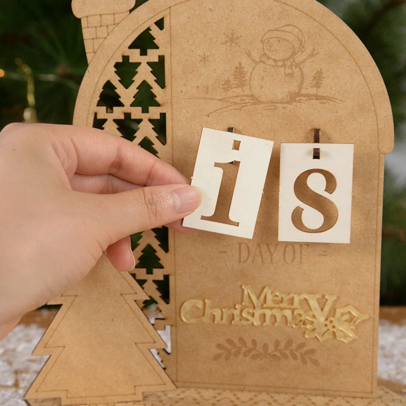 Merry Christmas Advent Calendar Wooden Ornament Christmas Decorations For Home Xmas Navidad Decor New Year 2023