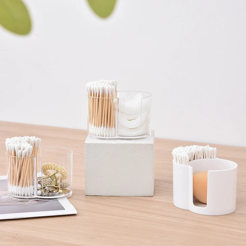 Cotton Round Pad Holder Powder Puff Storage Box Home Cotton Swab Box Makeup Organizer Dustproof Portable Durable Bathroom Jar