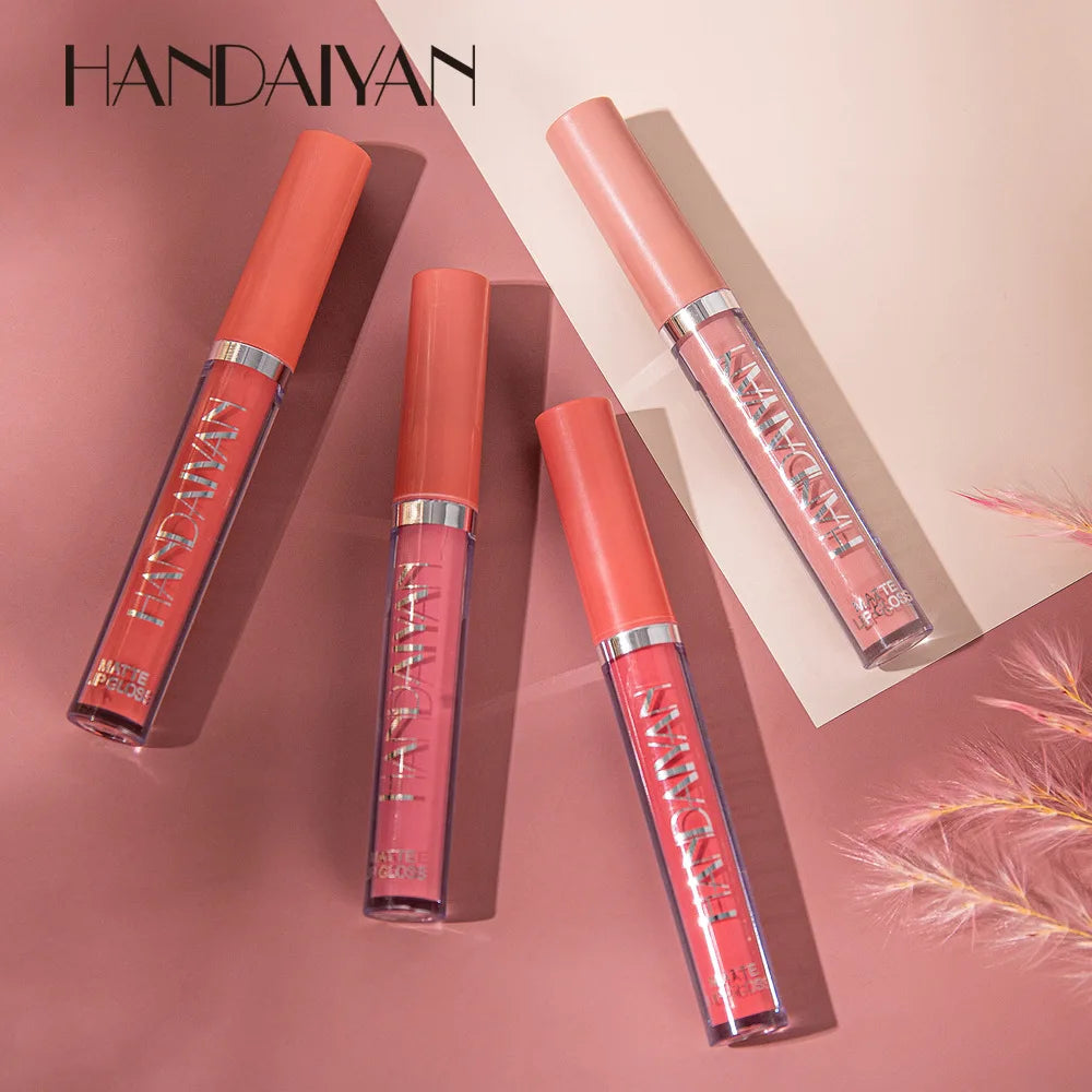 Handaiyan 12 Colors Matt Lip Gloss Longlasting Red Nude Lipstick Liquid matte Waterproof Lipgloss Makeup