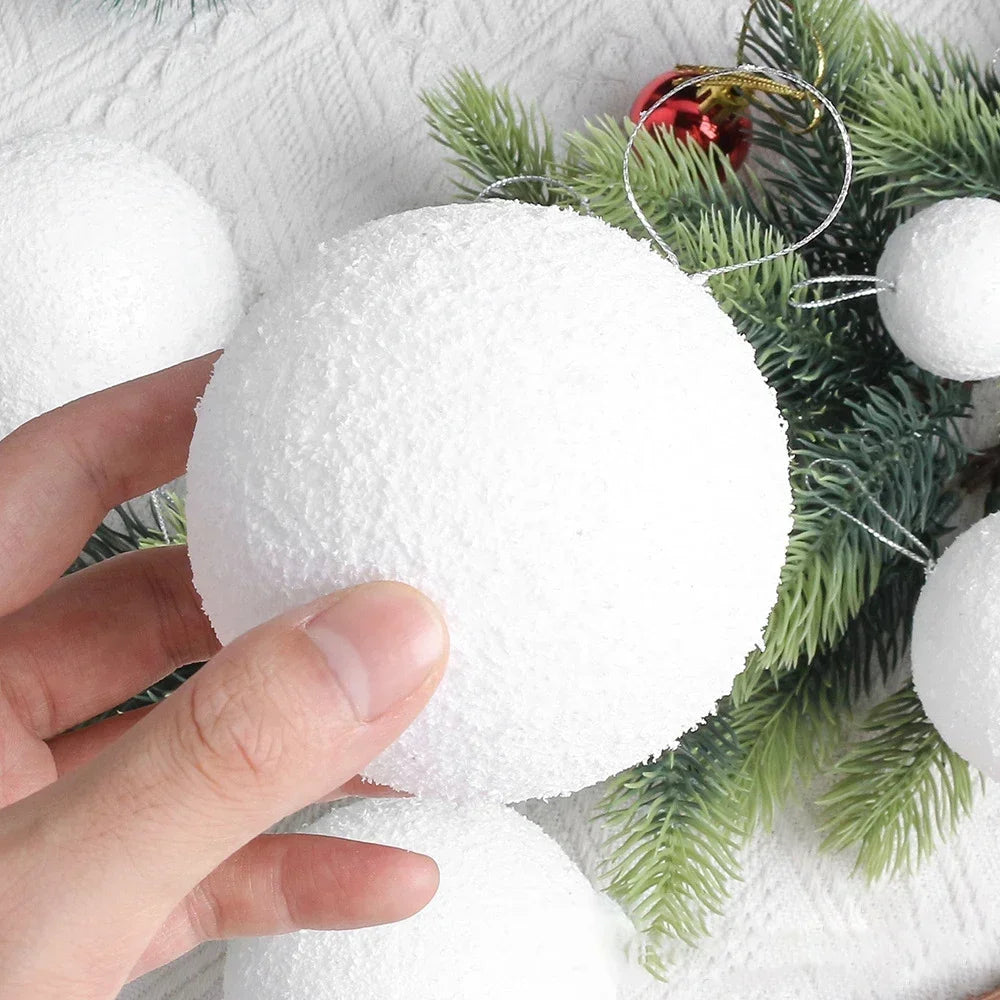 White Foam Balls Christmas Tree Decorative Fake Snowballs Indoor Hanging Pendant Kids Children Winter Party Supplies 4/6/8CM