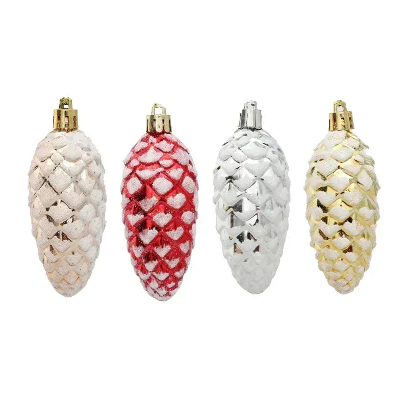 5PCS Christmas Painted Pine Balls Merry Christmas Tree Decorations for Home Pine Hanging Pendants Xmas Ornaments Navidad Natal