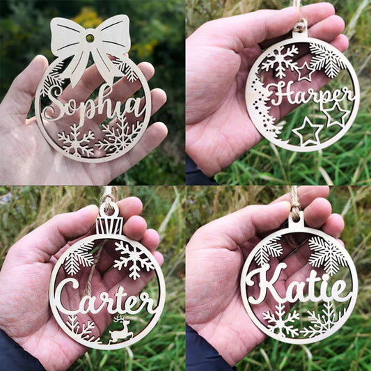 Custom Christmas Different Names Tree Hanging Ornament Personalized Wooden Bauble Christmas Decoration DIY Wood Gift  2023