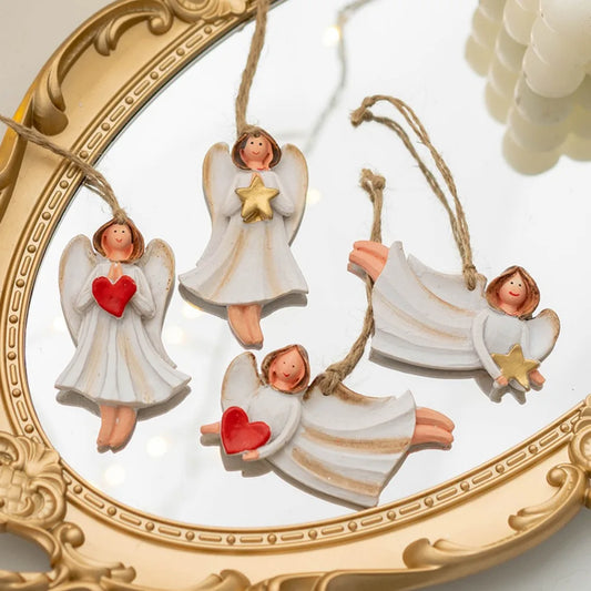 2023 Christmas Ornament Resin White Prayer Angel Hangs Xmas Tree Pendant Personalized Product Hanging Decoration Home Decor