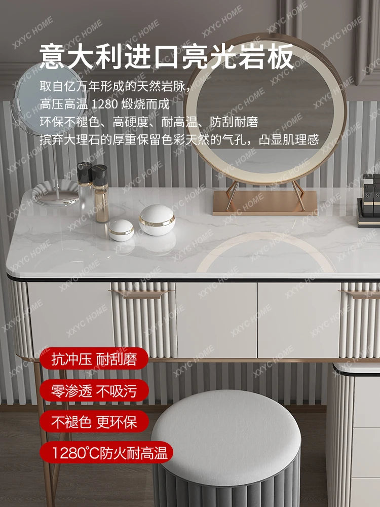 Italian-Style Light Luxury Stone Plate Dressing Table Bedroom Modern Simple Small Apartment Makeup Table Storage Cabinet