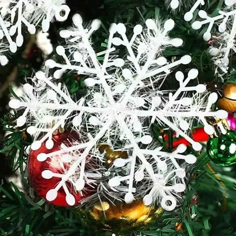 Artificial White Christmas Snowflakes Ornament for Xmas Tree Hanging Pendents DIY Fake Snow Flake New Year Party Home Decoration