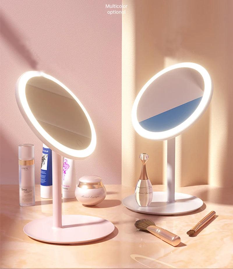 Makeup Mirror with LED Light USB Portable Removable Desk Vanity Mirror Adjustable Tricolor HD Light Dropshiping Travel Home Tool