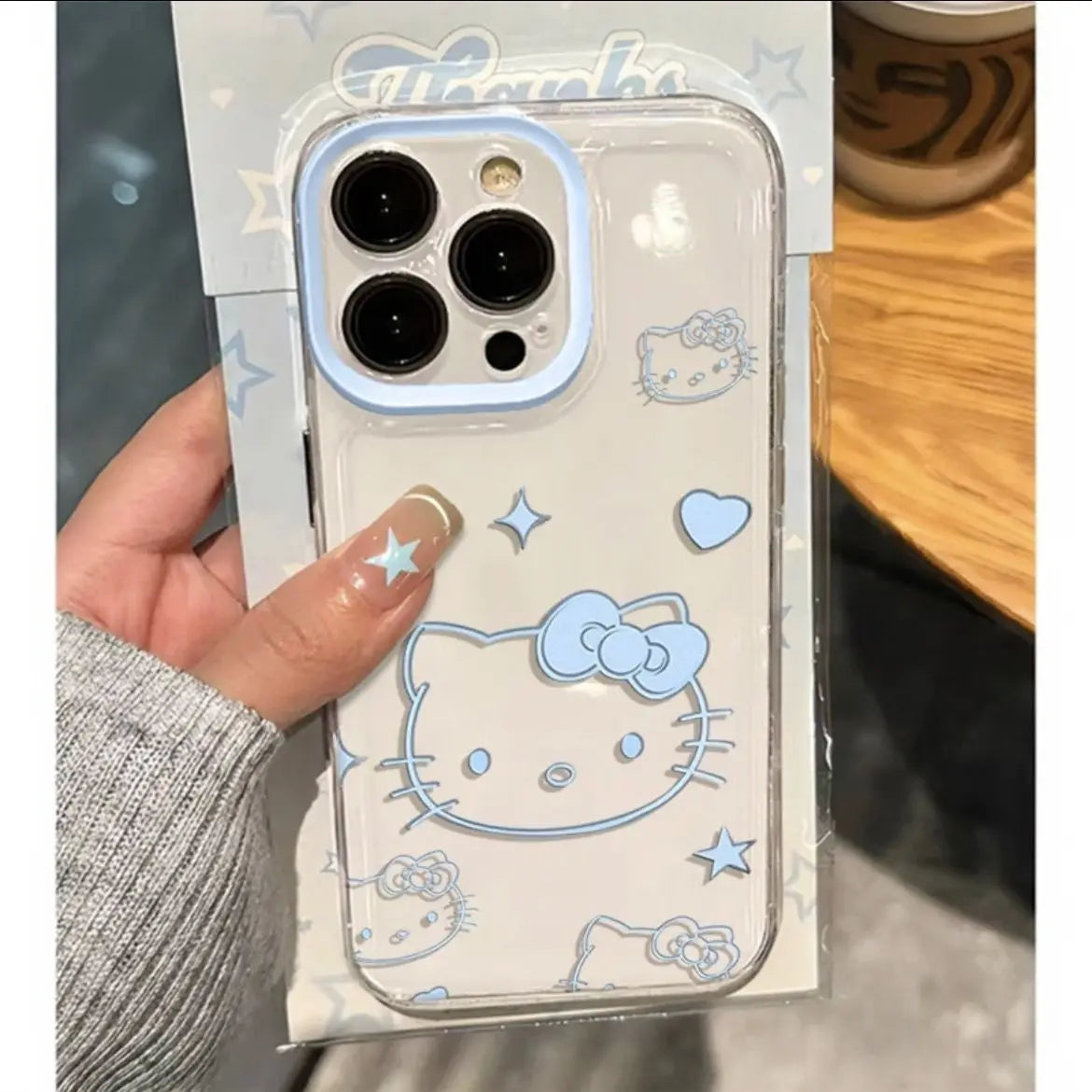 Sanrio Hello Kitty Blue KT Head Phone Case For iPhone 15 14 13 12 11 Pro Max 78Plus XR XS MAX Y2K Girl Cute Anti Fall Back Cover