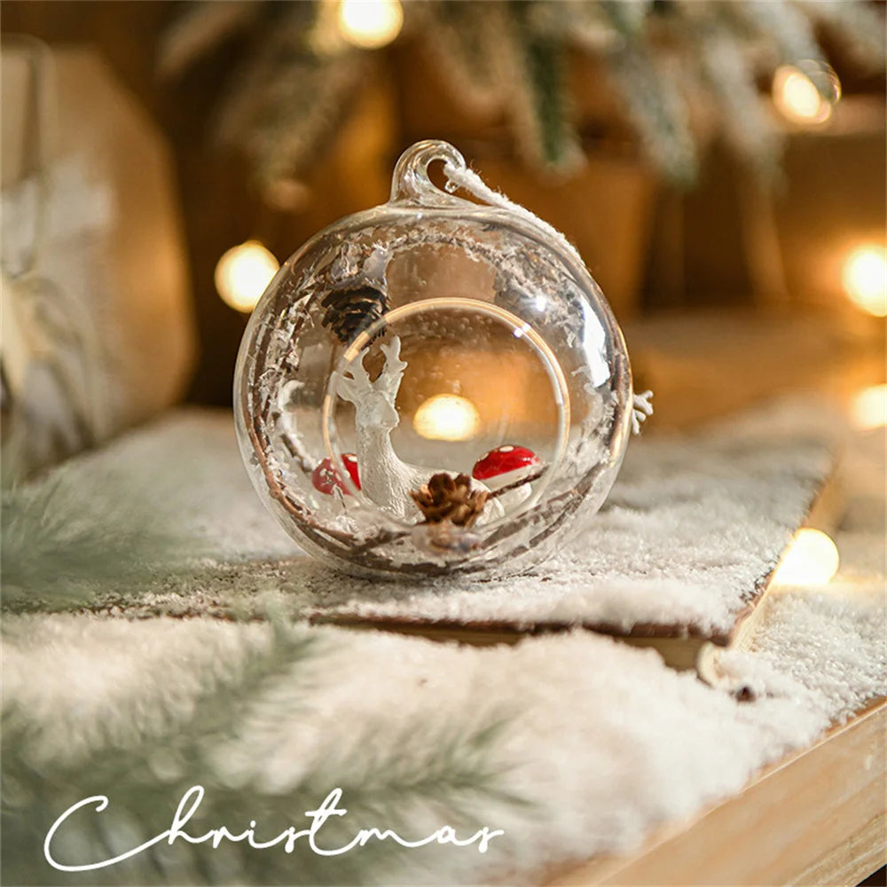 Christmas Ornaments Decorations for Christmas Tree Clear Glass Hanging Balls Xmas Tree Pendant Holiday Home Decor Party Supplies