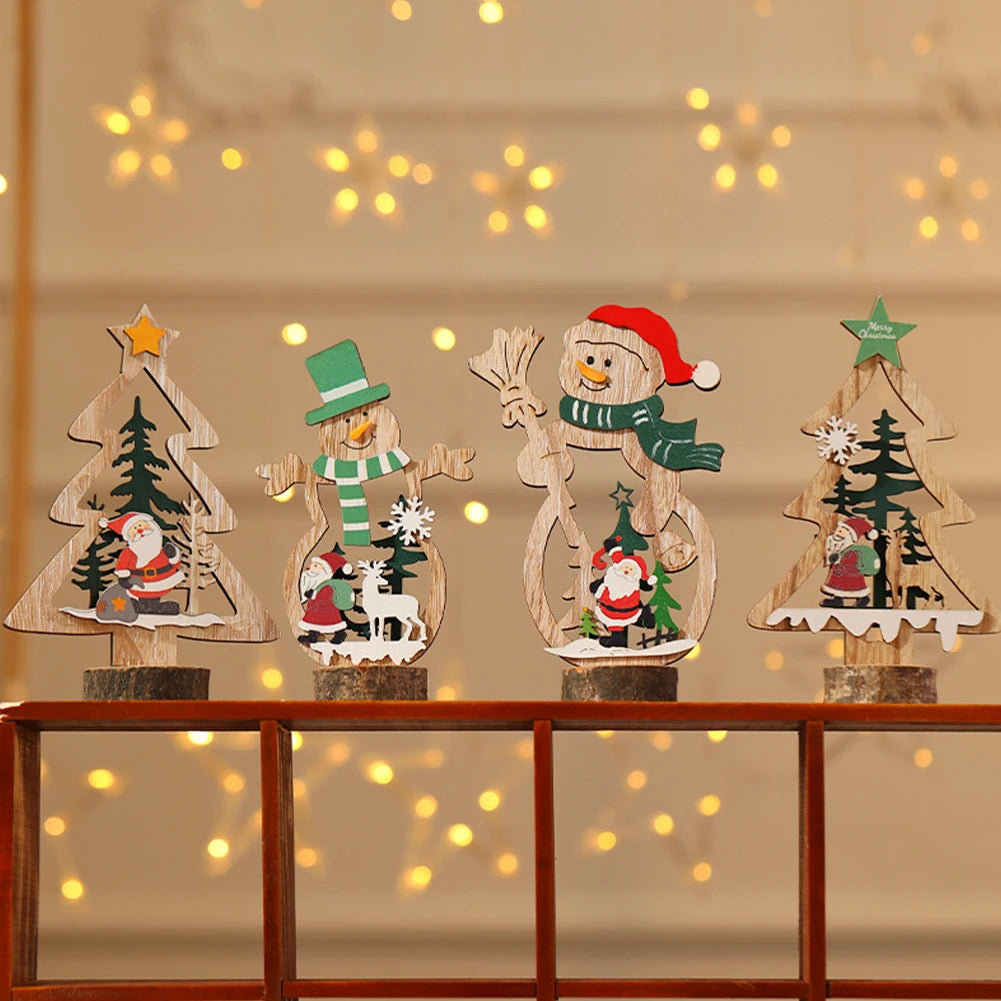 Wooden Snowman / Tree Christmas Decoration DIY Wood Crafts Xmas Ornaments For Navidad Party Home Table Decorations New Year 2023