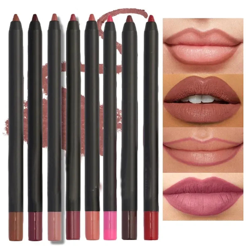 Nude Brown Lip Liner Pencil Lipstick Matte Smooth Waterproof Lipliner Long Lasting Non-stick Cup Lipstick Pen Beauty Cosmetics