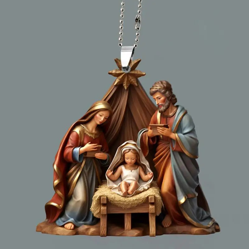 Flat Not 3D Nativity Scene Ornaments The Birth Of Jesus Nativity Scene Acrylic Decoration For Christmas Tree car Decoration