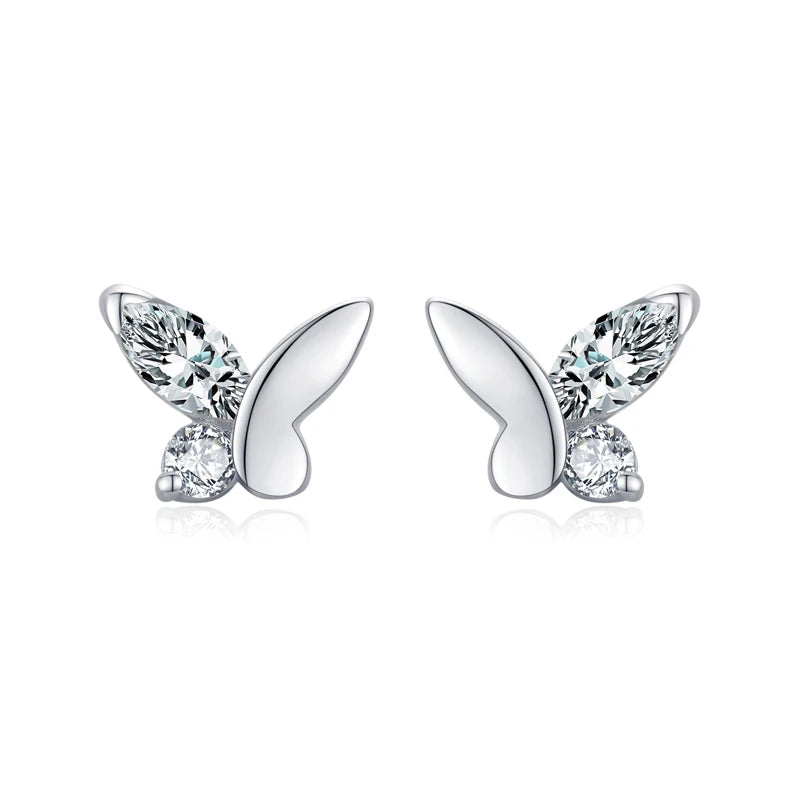 Ailmay Real 925 Sterling Silver Cute Butterfly Stud Earrings Exquisite Stackable Star Stud Earrings for Women Fashion Jewelry Va