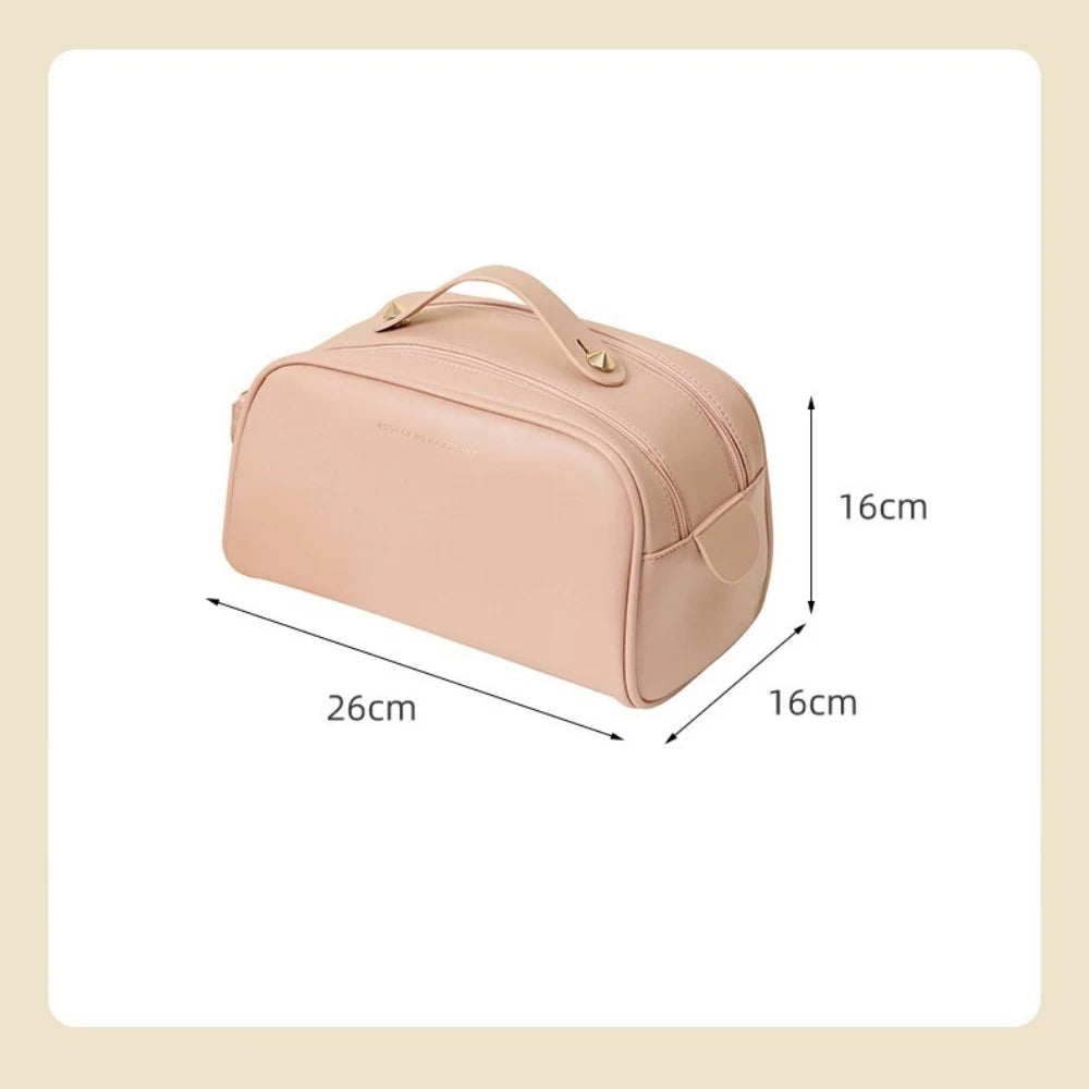 Large Opening High-Capacity Organ Pillow PU leather Makeup Organizer Portable Women Cosmetic Storage Bag Washbag