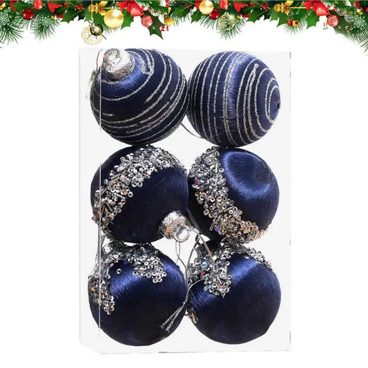 Christmas Tree Decoration Ball Shatterproof Christmas Balls Ornaments Velvet Set With Metal String 6pcs Christmas Balls Kit Pool