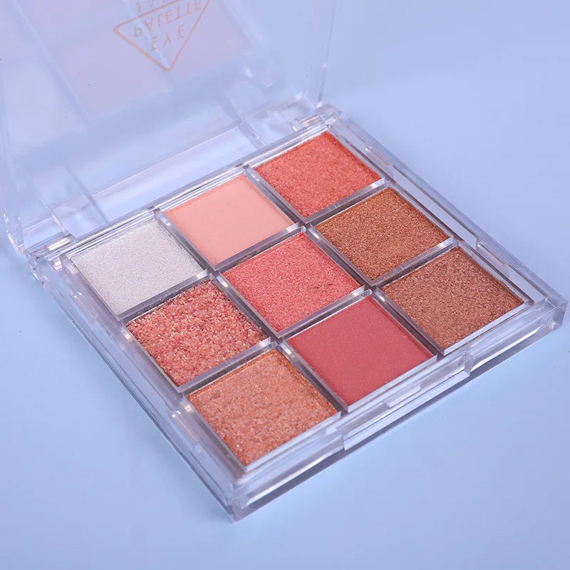 Snow Sequin 9-Color Eye Shadow Palette Glitter Snowflake Diamond Pink Eye Shadow Korean Charming Contour Eyes Make Up Palette