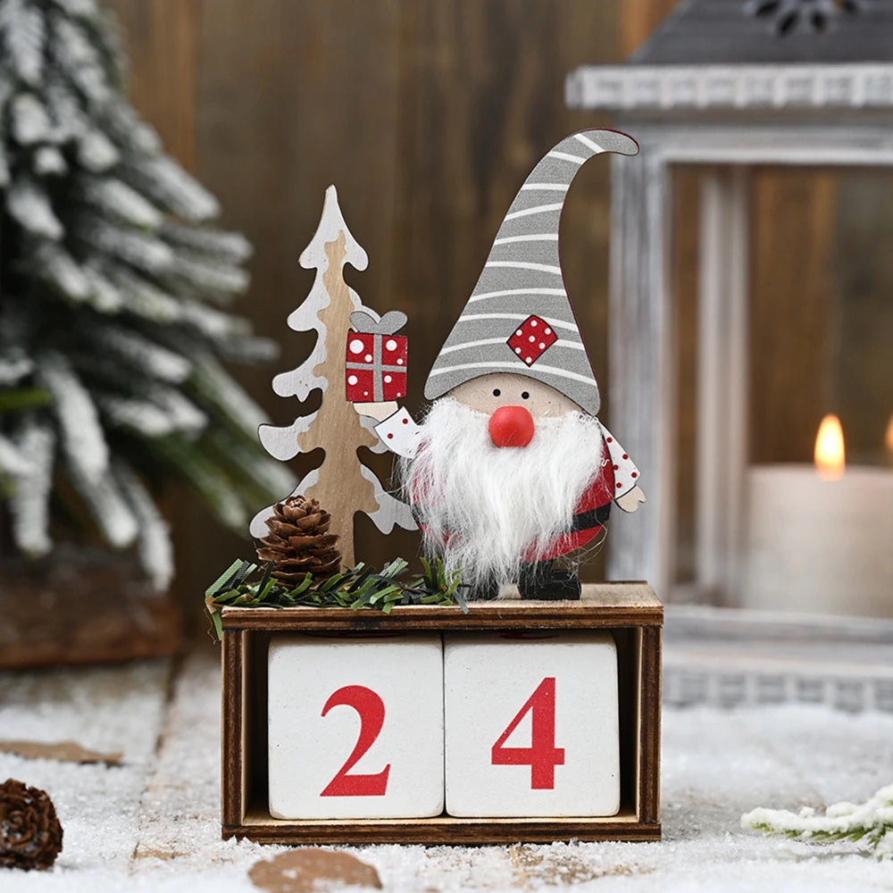 Advent Calendar Countdown to Christmas Gnome Christmas Wooden Countdown Advent Calendar Xmas Kids Gift Holiday Tabletop Decor