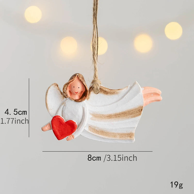 2023 Christmas Ornament Resin White Prayer Angel Hangs Xmas Tree Pendant Personalized Product Hanging Decoration Home Decor