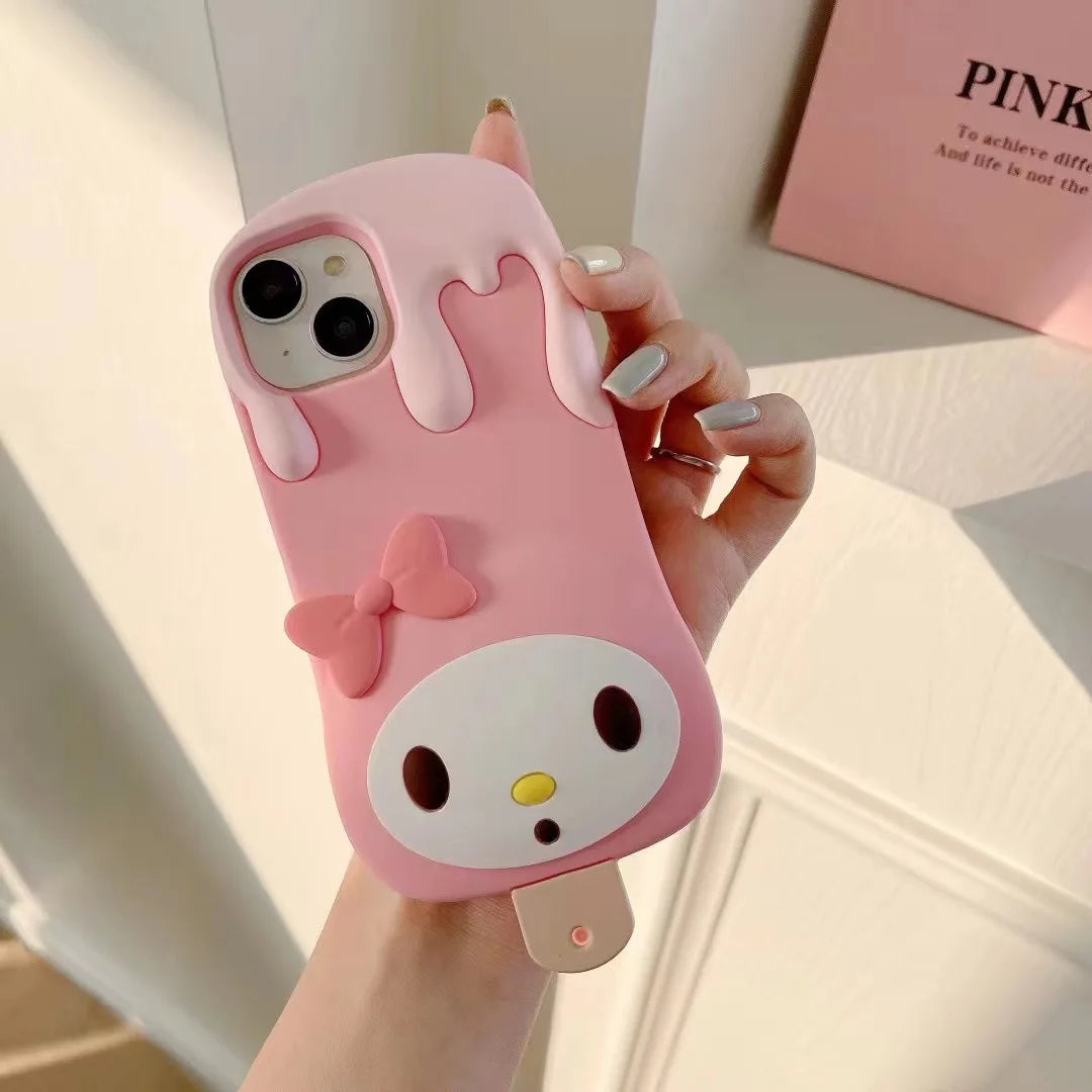 Sanrio my melody ice cream Pink girls Anime Phone Case For iPhone 15 14 13 12 11 Pro Max Xr Xs 8 14 Plus Case Cute cartoon Cover