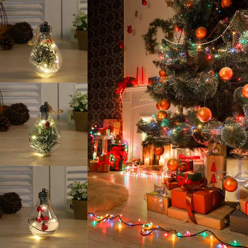 Christmas LED Bulb Ball Christmas Tree Ornament Decoration Pendant Light Bulb Transparent Holiday Celebrate Atmosphere