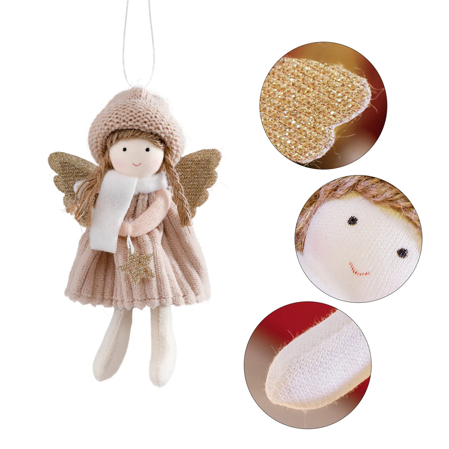 Christmas Decorations Plush Angel Girl Doll Pendant Christmas Tree Hanging Ornaments New Year 2024 Xmas Gift Toy Navidad 2023