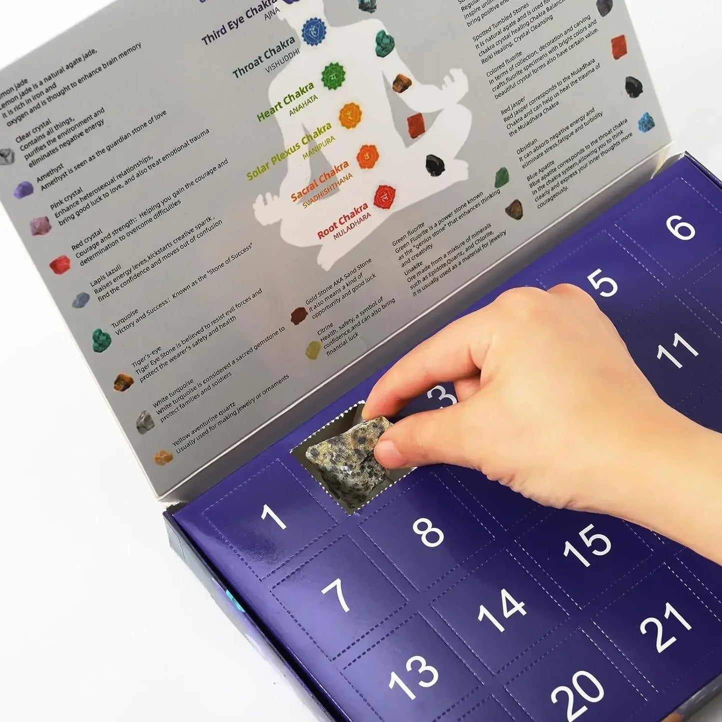 Christmas Advent Calendar 24 days Countdown Calendar Natural Crystal Gemstone Stone Minerals Collection Box Christmas Kids Gift