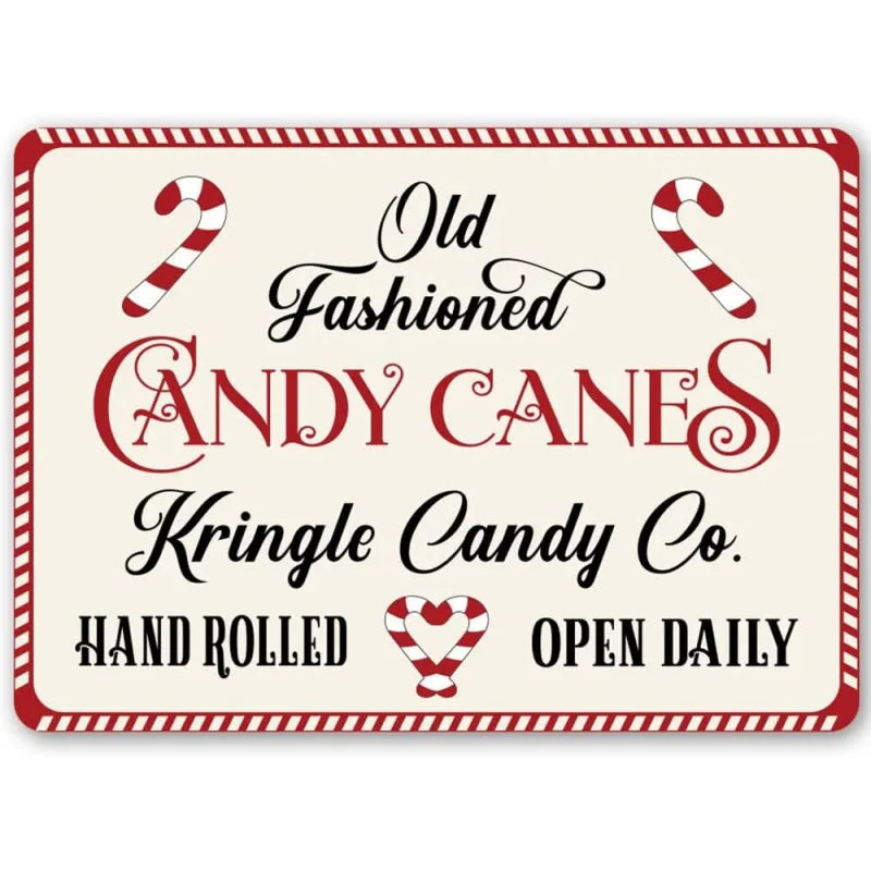 Old Fashion Candy Cane Sign, Christmas Treat Santa Funny Home Decor  Metal Bar Pub Poster