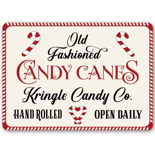 Old Fashion Candy Cane Sign, Christmas Treat Santa Funny Home Decor  Metal Bar Pub Poster