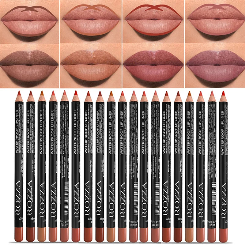 14 Color Wood Lipliner Nude Matte Lipstick Pencil Long-lasting Waterproof Lip Pencil High Pigmented Lip Liner Lip Makeup Tool