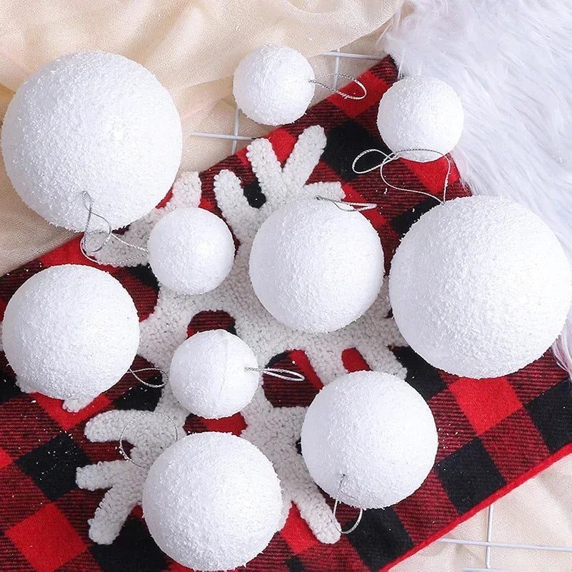 White Foam Balls Christmas Tree Decorative Fake Snowballs Indoor Hanging Pendant Kids Children Winter Party Supplies 4/6/8CM