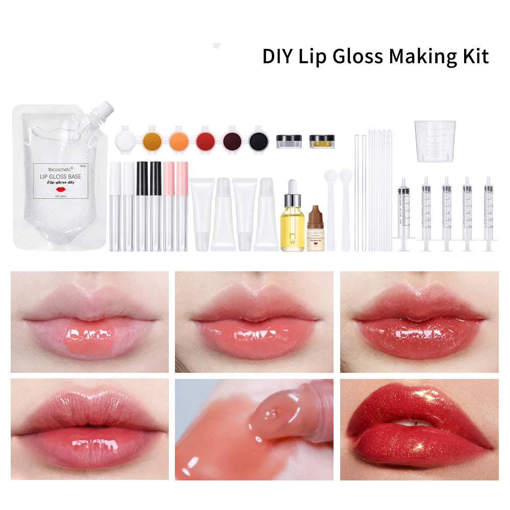 DIY Transparent Lip Gloss Set Moisturising&Nourishing Lip Gloss Set Lipgloss Base Private Label Lipstick Custom Logo