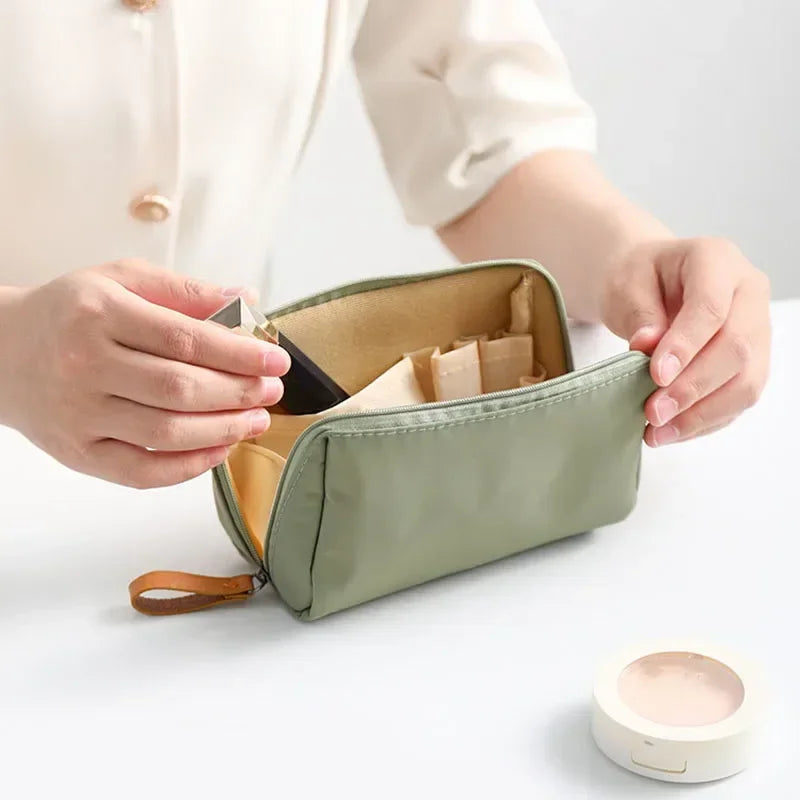 Women Cosmetic Bag Solid Color Korean Style Makeup Organizer Bag Pouch Toiletry Waterproof Makeup Make Up Purse Organizer Case