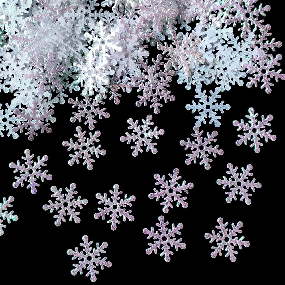 300/600pcs 2cm Christmas Snowflakes Confetti Xmas Tree Ornaments Christmas Decorations for Home Winter Party Cake Decor Supplies