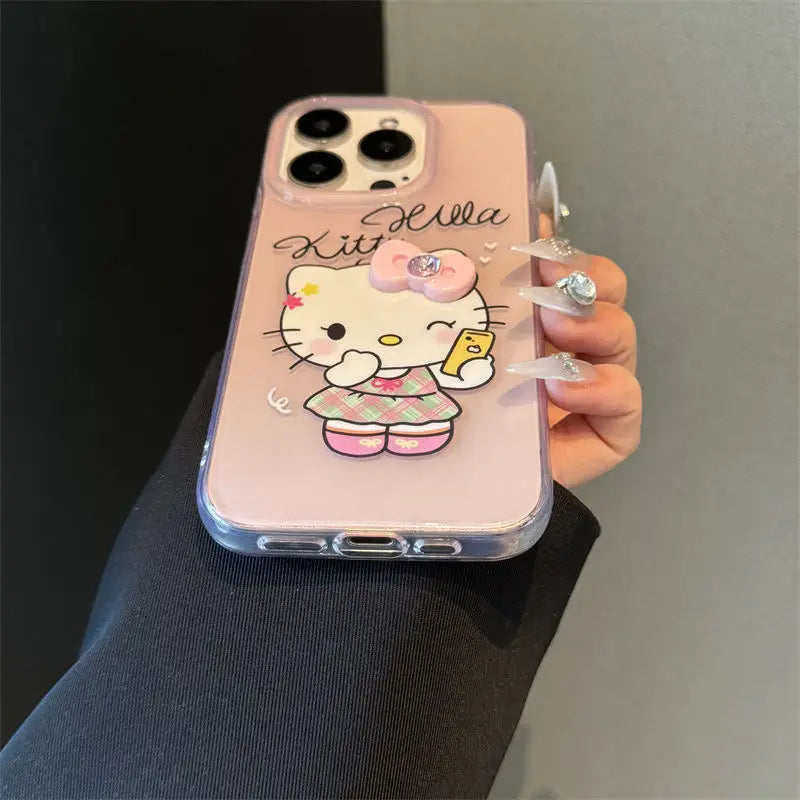 Sanrio Hello Kitty Take Photos Phone Case For iPhone 15 14 13 12 11 Pro Max XR XS MAX 7 8Plus Y2K Girl Cute Anti Fall Back Cover